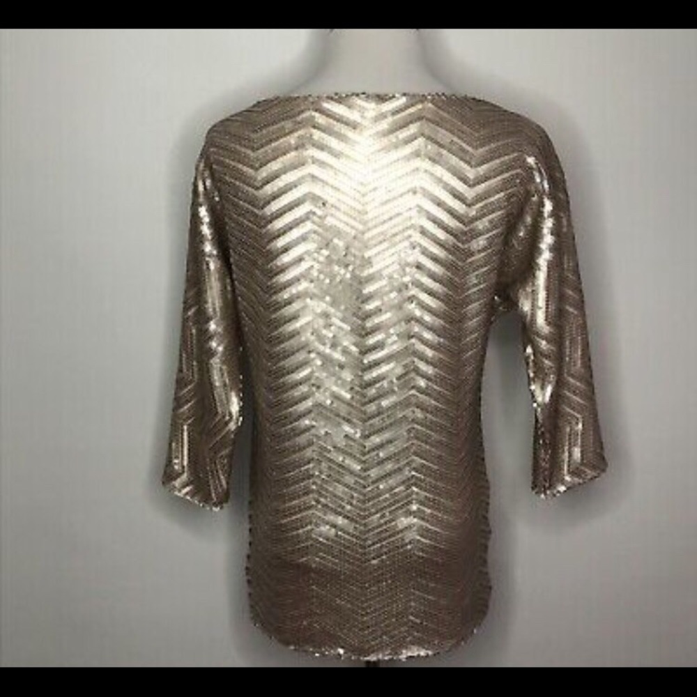 NWOT White and Black Sequin Blouses Size S - Picture 6 of 8